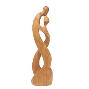 Solid Wood Carved Modern Art Sculture HUGE 19" Romantic Kissing Couple Abstract